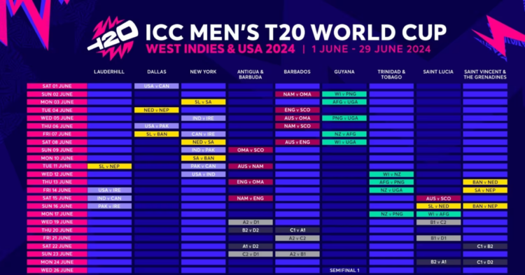 ICC T20 World Cup 2024 Schedule