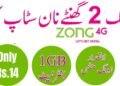 Zong 2 Hour Call and Internet Package Code