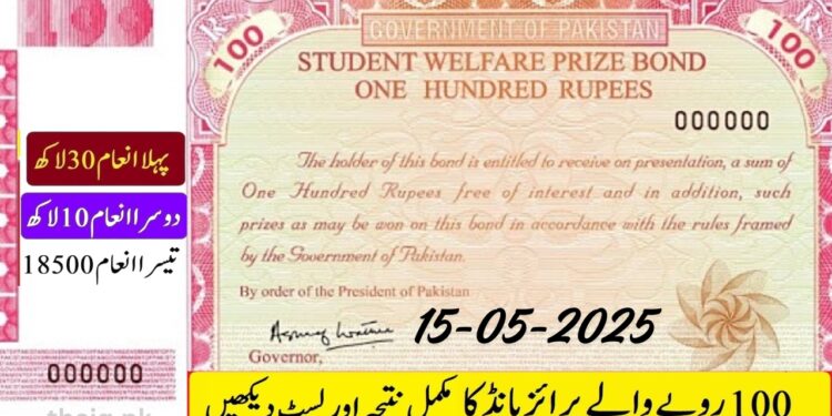 Prize Bond List Rs. 100 Online Check 2025 Draw #50 Sialkot 15 May 2025